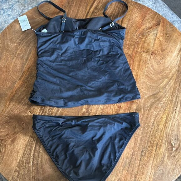 AMAVI Women's Over The Shoulder Underwire Tankini Hipster Bottom Set black - Picture 8 of 10